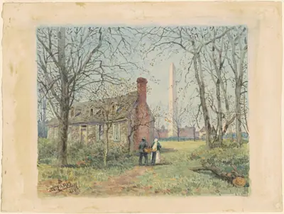David Burns's Cottage and the Washington Monument
