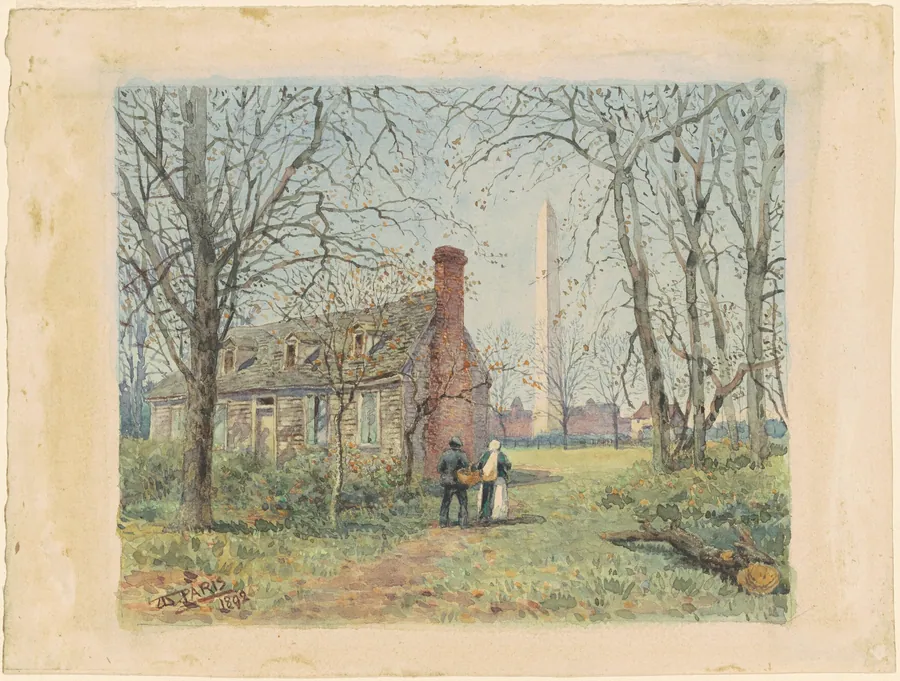 David Burns's Cottage and the Washington Monument by Walter Paris