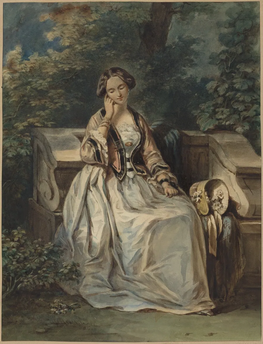 Woman Seated in a Bower by Eugène Devéria