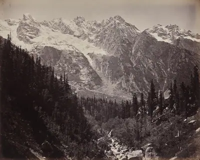 Scene in the Upper Himmalayahs. View in the Manga Valley