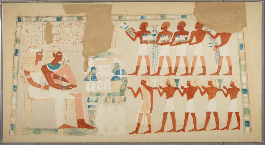 Nakht and his Wife Receiving Offerings by Norman de Garis Davies