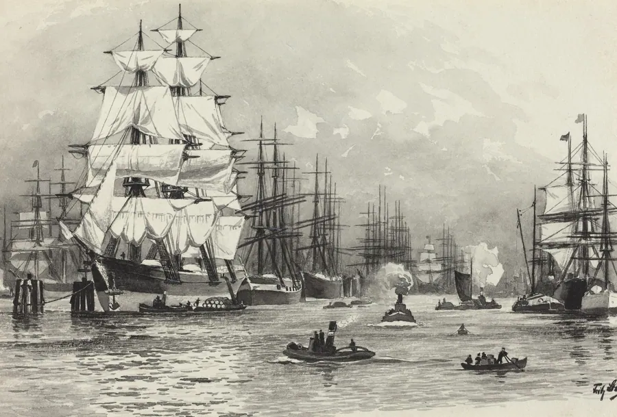 Segelschiff-Hafen by Fritz Stoltenberg