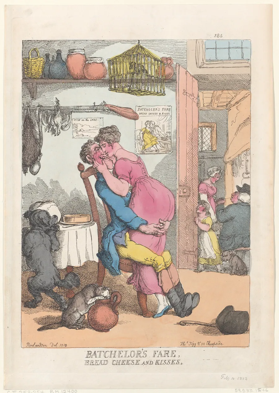 Bachelor's Fare, Bread, Cheese, and Kisses by Thomas Tegg