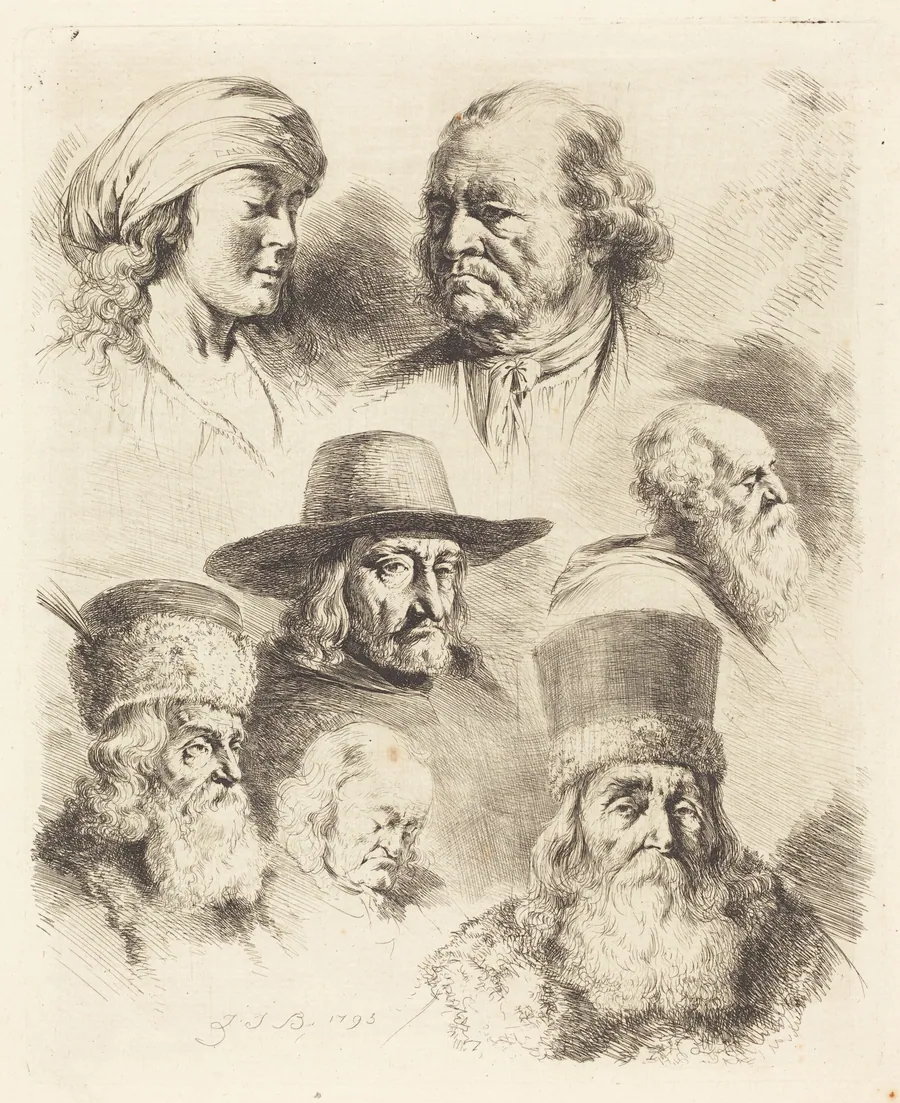 Seven Studies of Heads by Jean-Jacques de Boissieu