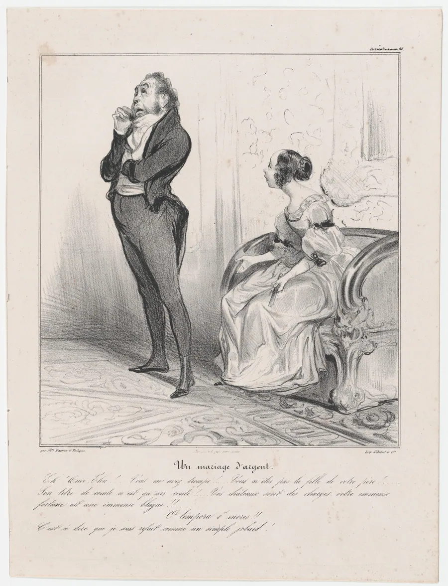 Plate 26: Marriage of convenience, from 'Caricaturana,' published in Les Robert Macaires by Aubert et Cie