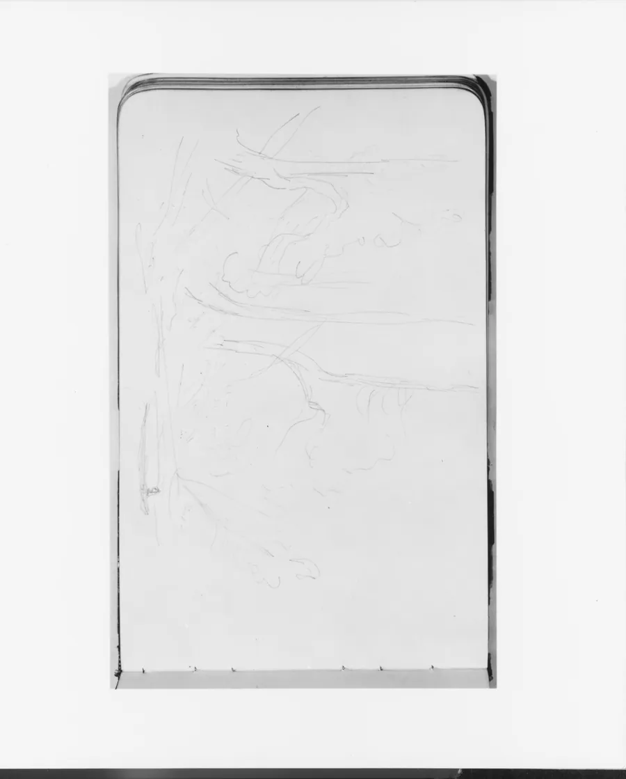 Landscape with Trees and Figure in a Canoe (from Sketchbook) by Albert Bierstadt