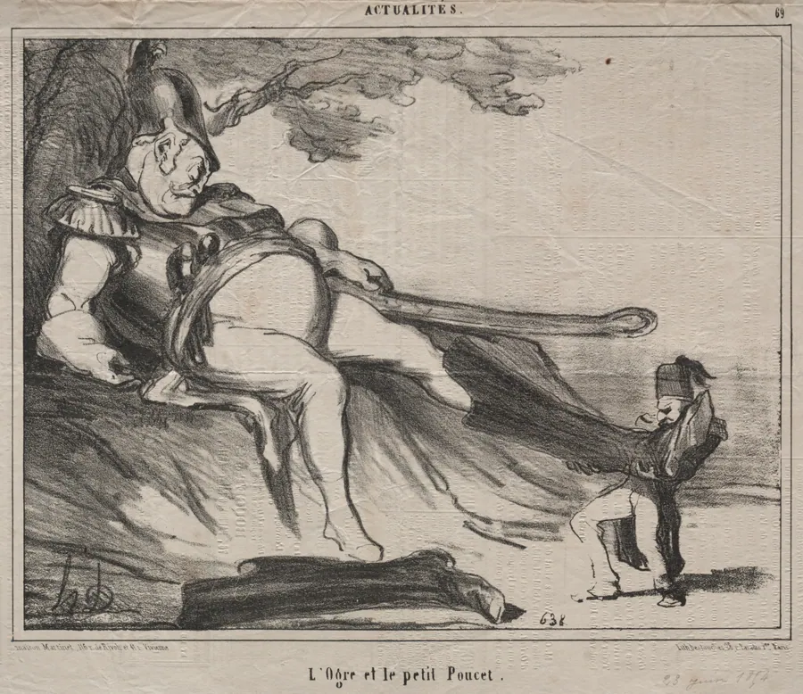 The ogre and his little Tom Thumb by Honoré Daumier