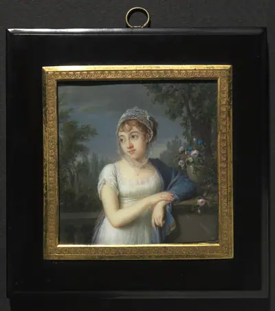 Portrait of a Woman Near a Balustrade
