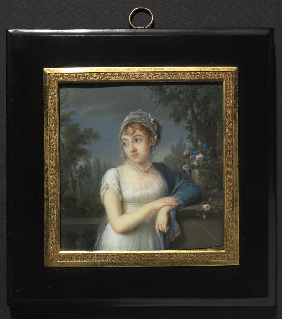 Portrait of a Woman Near a Balustrade by Jean-Baptiste Jacques Augustin