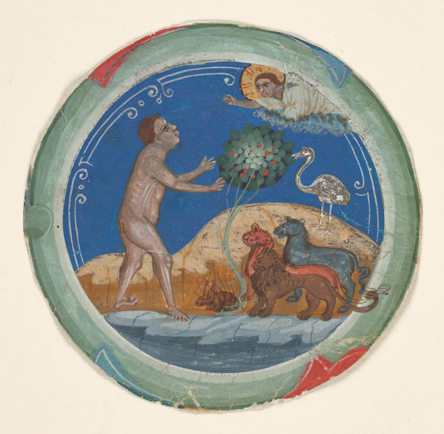 Medallion from the Border of a Latin Bible: The Sixth Day of Creation by Primo Miniatore di San Domenico