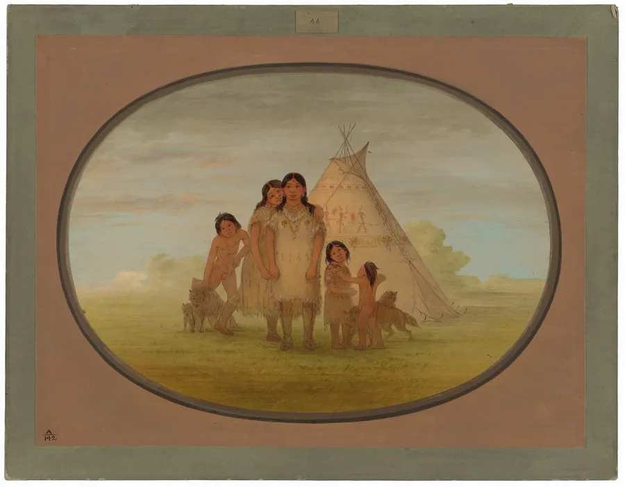 Camanchee Chief's Children and Wigwam by George Catlin