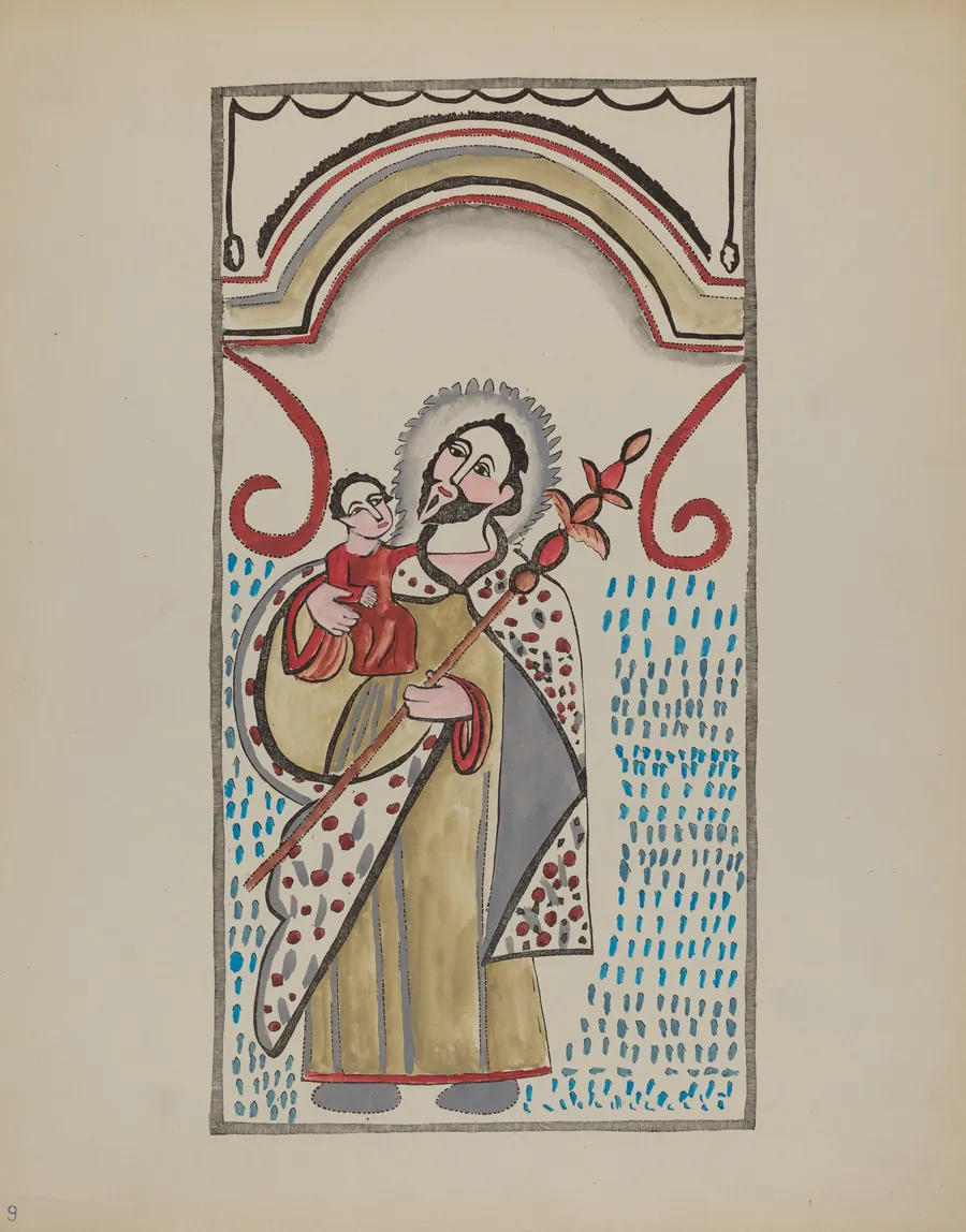 Retablo Detail of Saint Christopher by E. Boyd