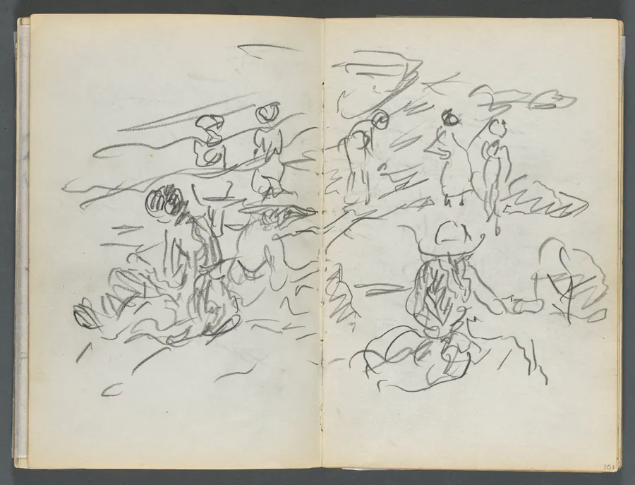 Sketchbook, The Dells, N° 127, page 100 & 101: Figures on a Beach by Maurice Prendergast