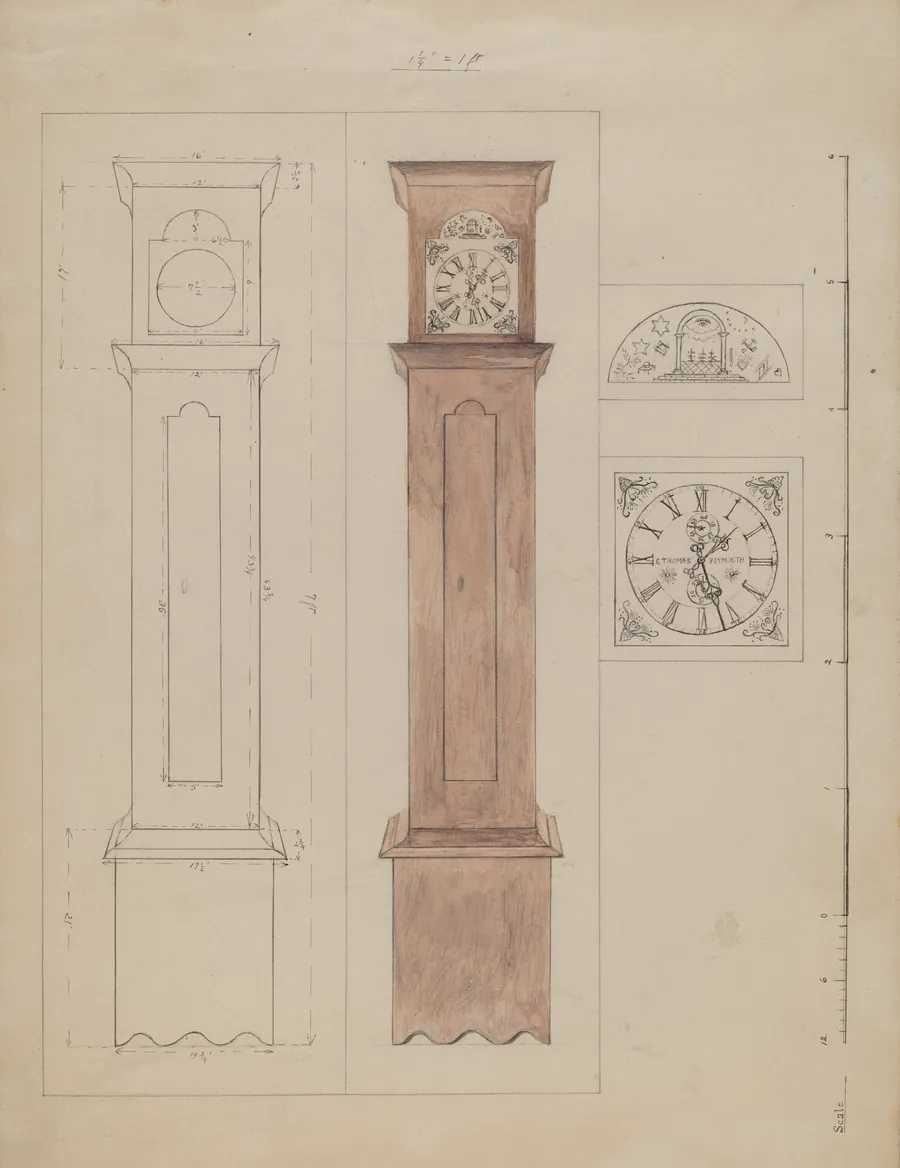 Grandfather's Clock (Old Pine) by Edith Magnette