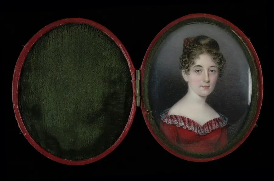 Woman in a Red Dress by Anna Claypoole Peale, born Philadelphia, PA 1791-died Philadelphia, PA 1878
