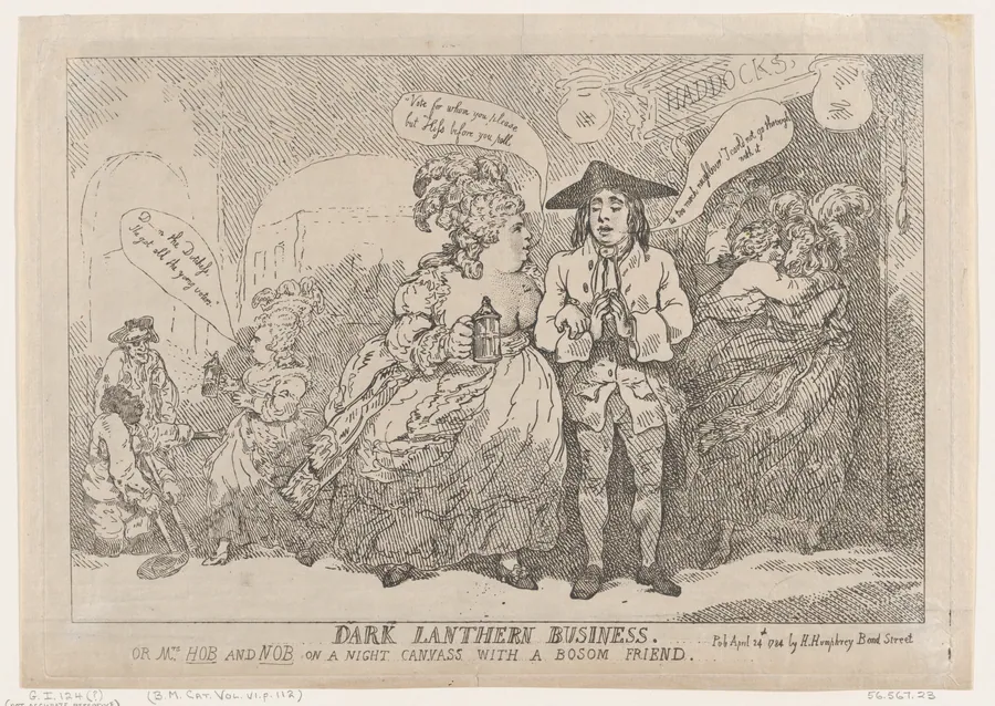 Dark Lanthern Business, or, Mrs. Hob and Nob On a Night Canvass With a Bosom Friend by Hannah Humphrey