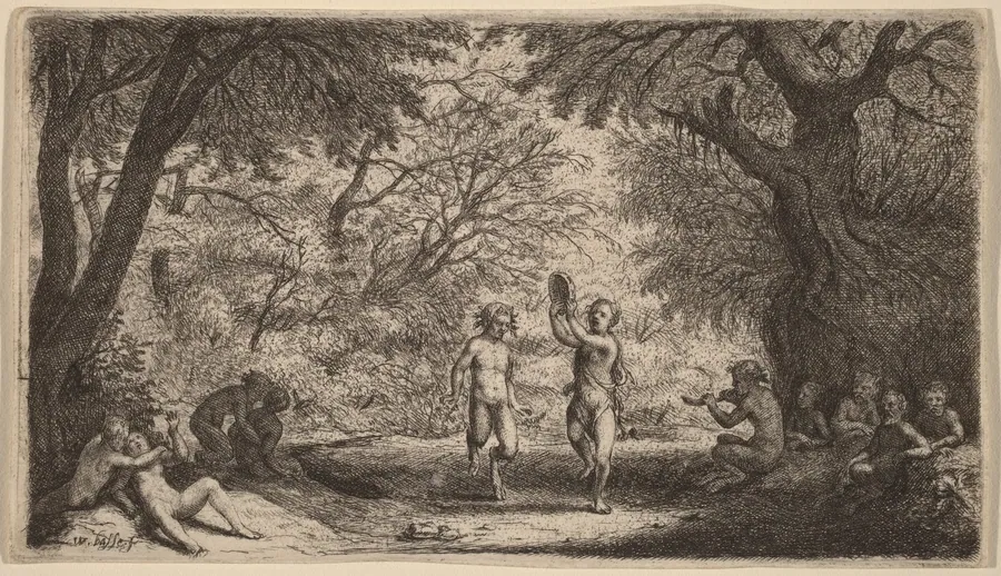 Bacchanal with a Dancing Couple in the Center by Willem Basse