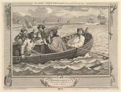 The Idle 'Prentice Turned Away and Sent to Sea: Industry and Idleness, plate 5