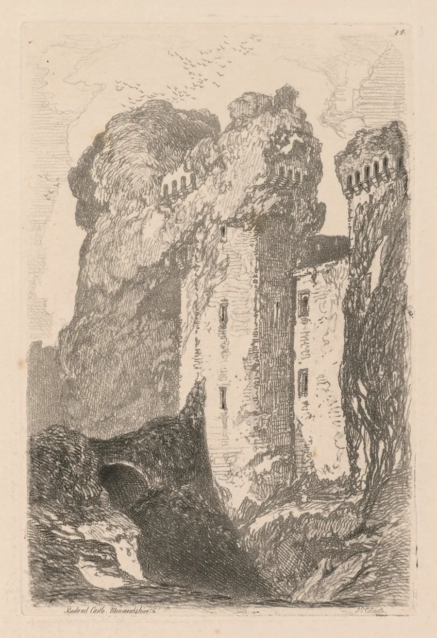 Liber Studiorum: Plate 24, Ragland Castle, Monmouthshire by John Sell Cotman