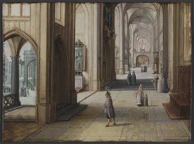 Det indre af en gotisk kirke set mod øst