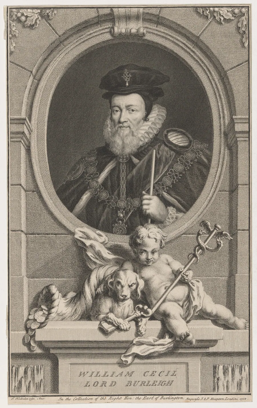 William Cecil, Lord Burleigh by Jacobus Houbraken