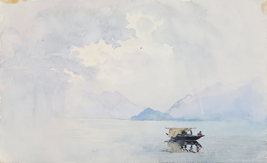 Rain, Bellagio by George Elbert Burr, born Monroe Falls, OH 1859-died Phoenix, AZ 1939