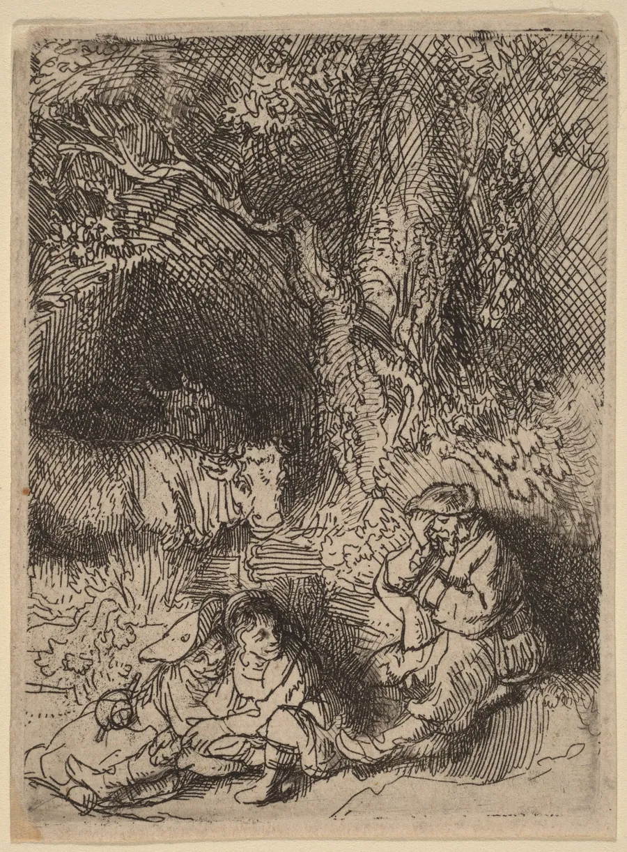 The Sleeping Herdsman by Rembrandt van Rijn
