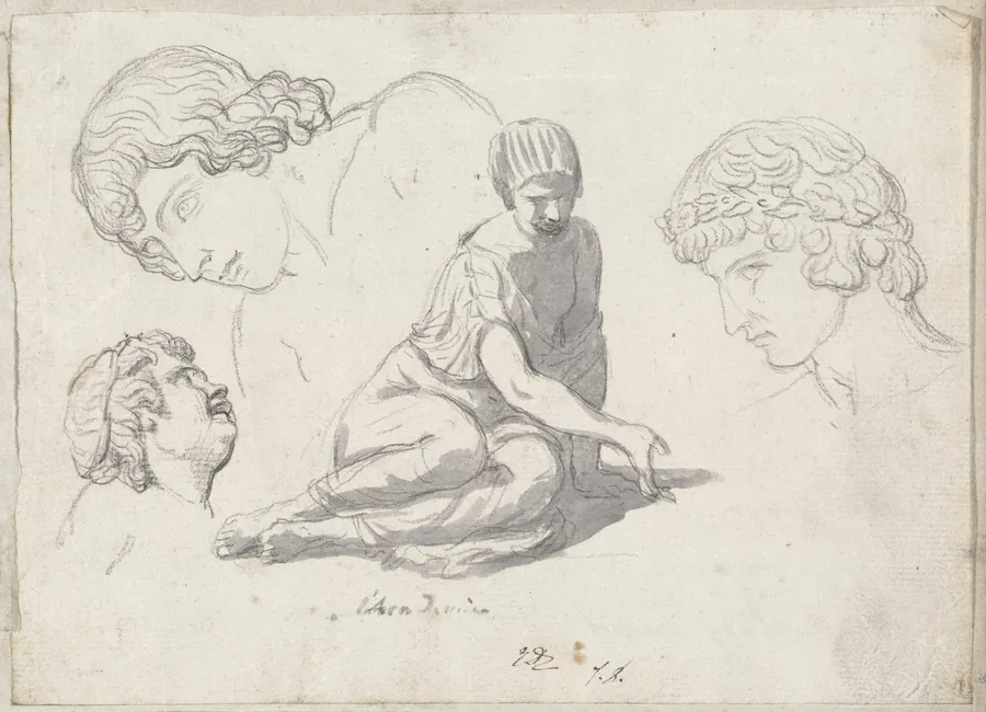 Dice-Thrower and Other Studies after Ancient Sculptures by Jacques-Louis David