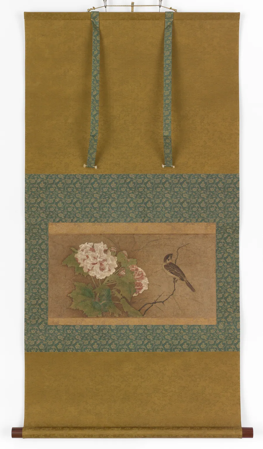 Sparrow and mallow by Originally attributed to Oguri Sotan (1413-1481)