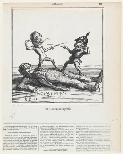 An uncomfortable situation, from 'News of the day,' published in Le Charivari, June 5, 1866