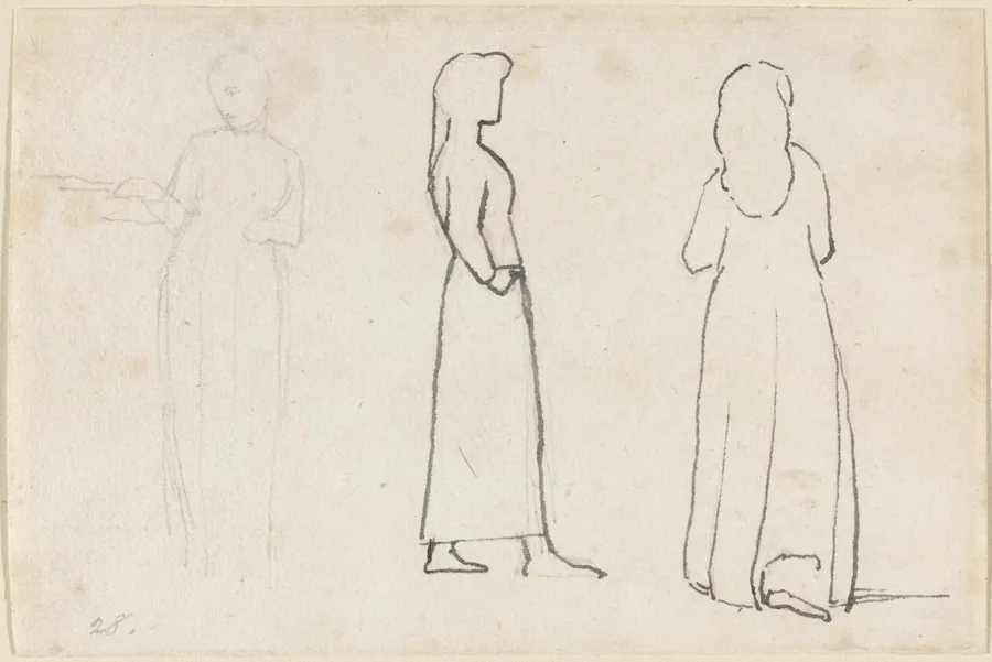 Three Sketches of a Standing Woman by John Flaxman