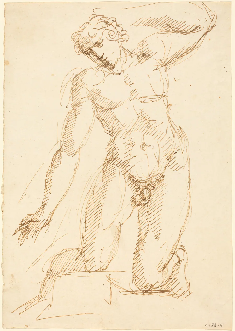 A Male Nude Kneeling by Pelagio Palagi