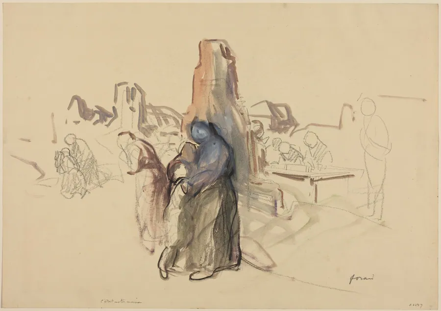 a) C'etait notre maison (recto); b) Refugees in a Landscape (verso) by Jean-Louis Forain