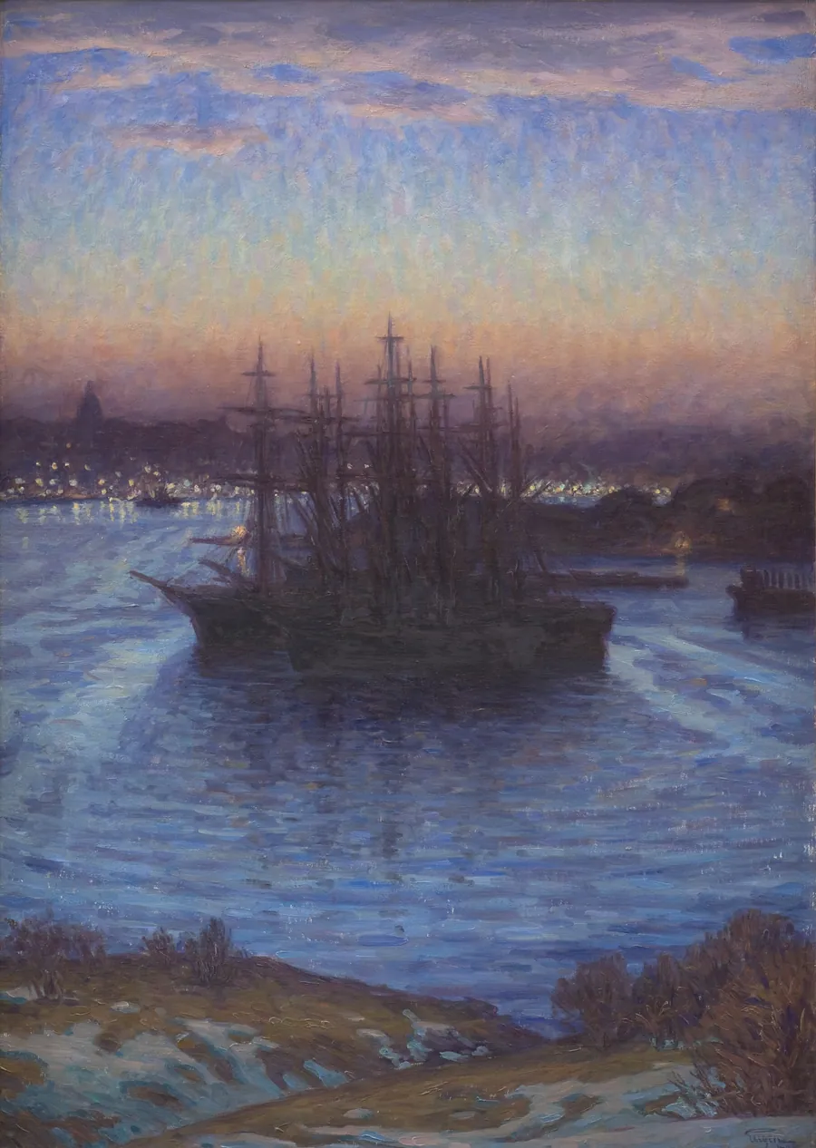 Skibe for anker. Vinter by Eugen