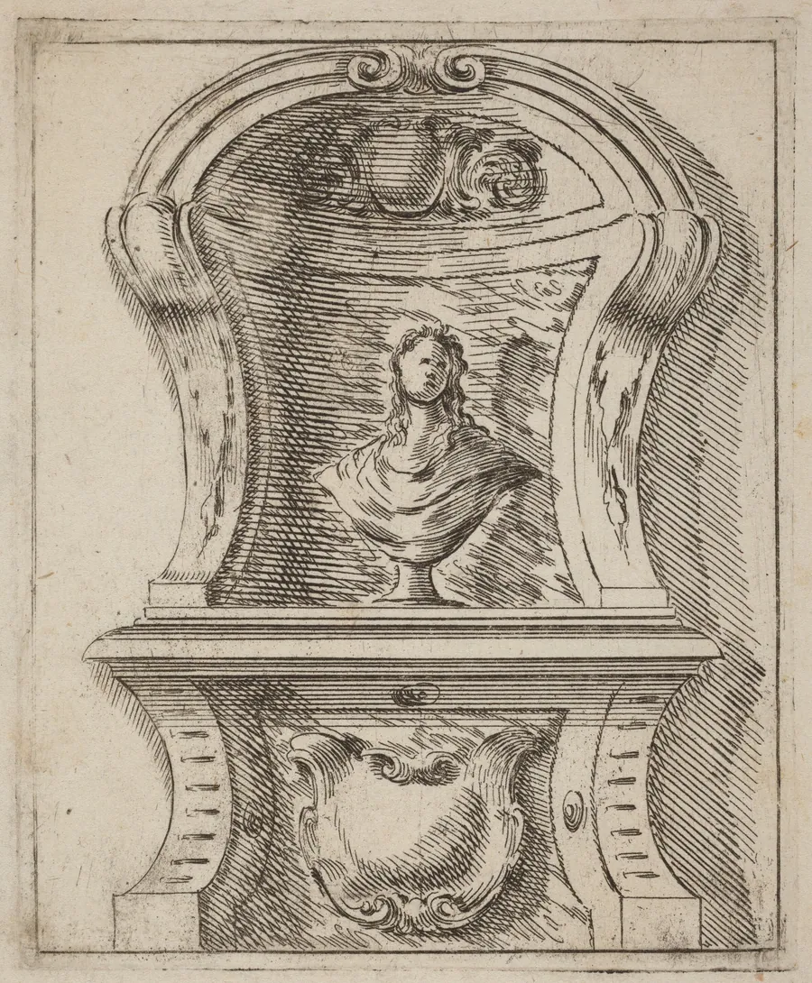 Architectural Motif with a Bust by Carlo Antonio Buffagnotti