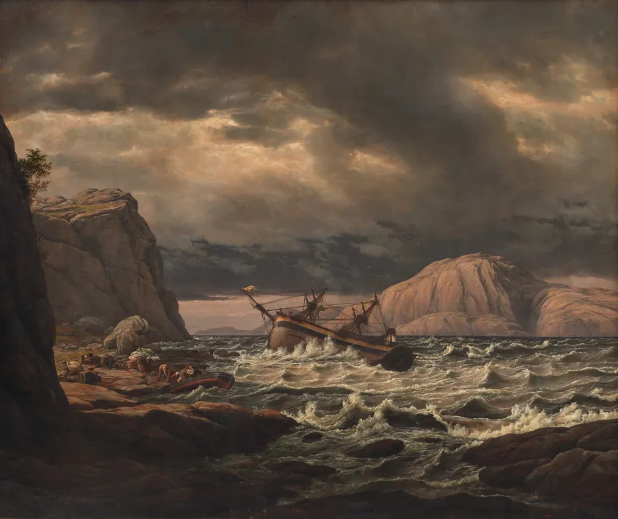Et skibbrud ved den norske kyst by J.C. Dahl
