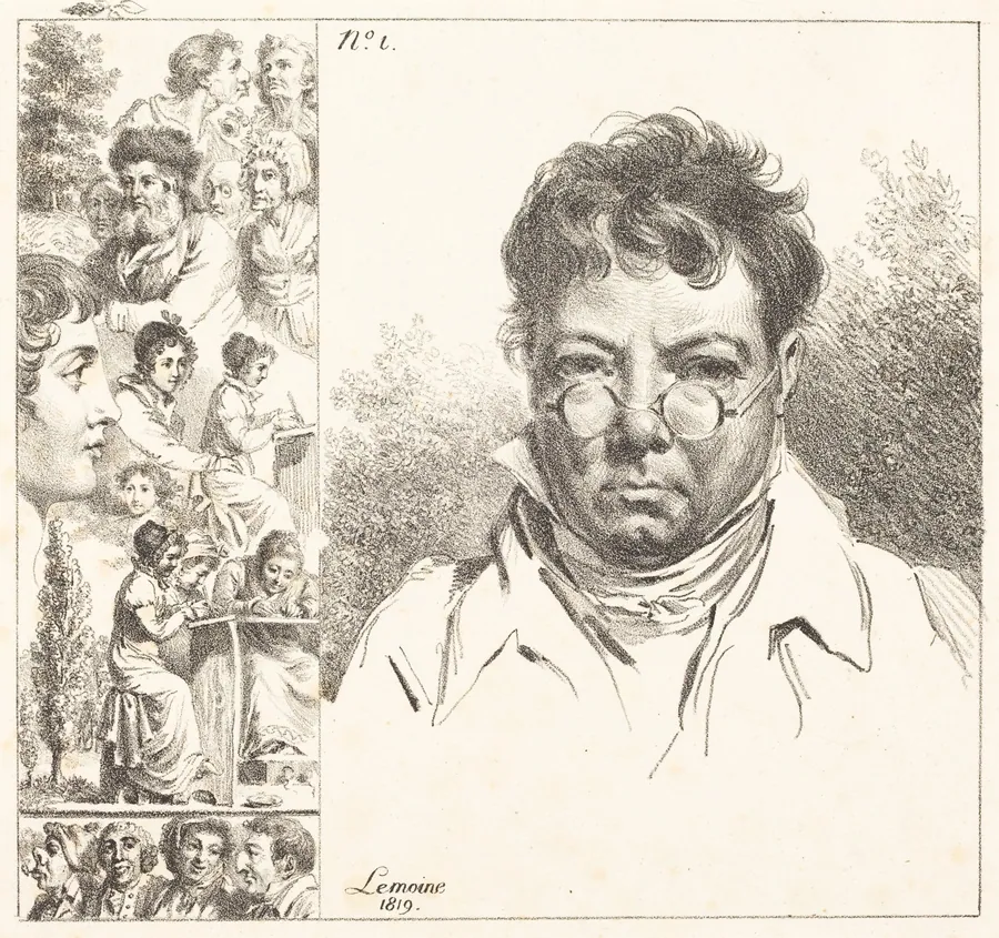 Self-Portrait and Other Heads by Jacques Antoine Marie Lemoine