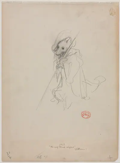 Sketch for "The Wolf Turned Shepherd" (recto)