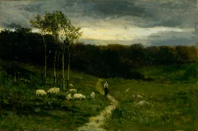 Woman Walking down Path