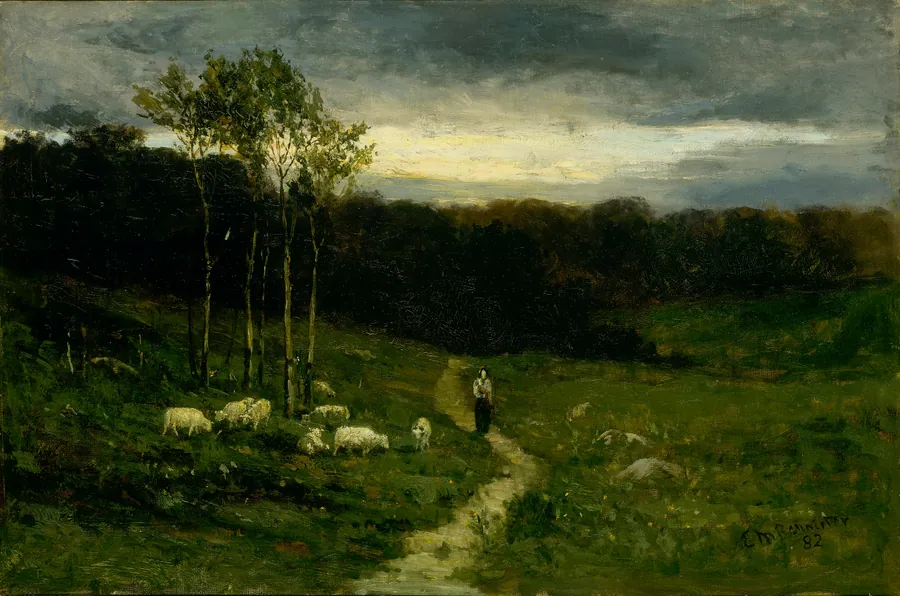 Woman Walking down Path by Edward Mitchell Bannister, born St. Andrews, New Brunswick, Canada 1828-died Providence, RI 1901
