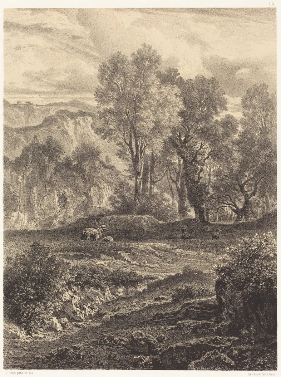 Landscape with Sheep by Jean-Joseph-François Bellel