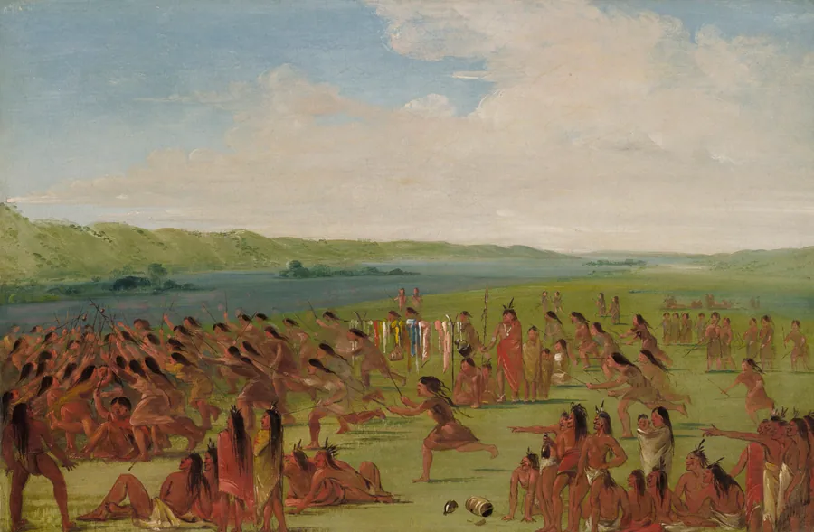Ball-play of the Women, Prairie du Chien by George Catlin, born Wilkes-Barre, PA 1796-died Jersey City, NJ 1872