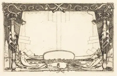 Couverture du "Voyage à la nouvelle Zélande" (Cover for the Set of Etchings Entitled "A Voyage to New Zealand")