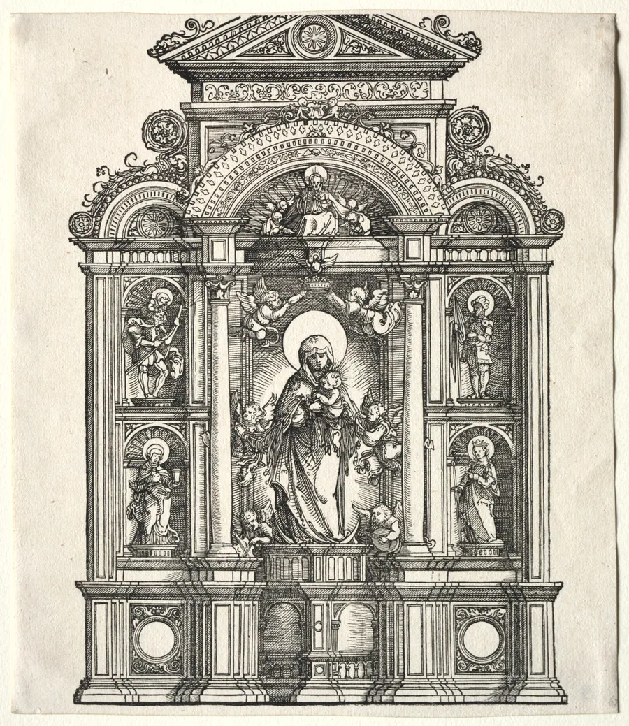 Great Altar with the Virgin, in a border with SS. Christopher, George, Barbara, Catherine by Albrecht Altdorfer
