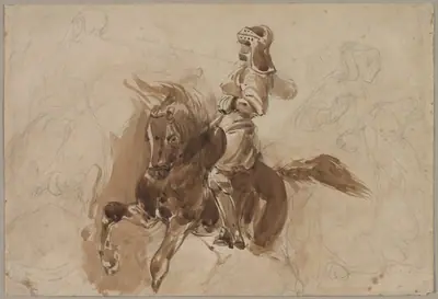 Armored Figure on Horseback (recto)
