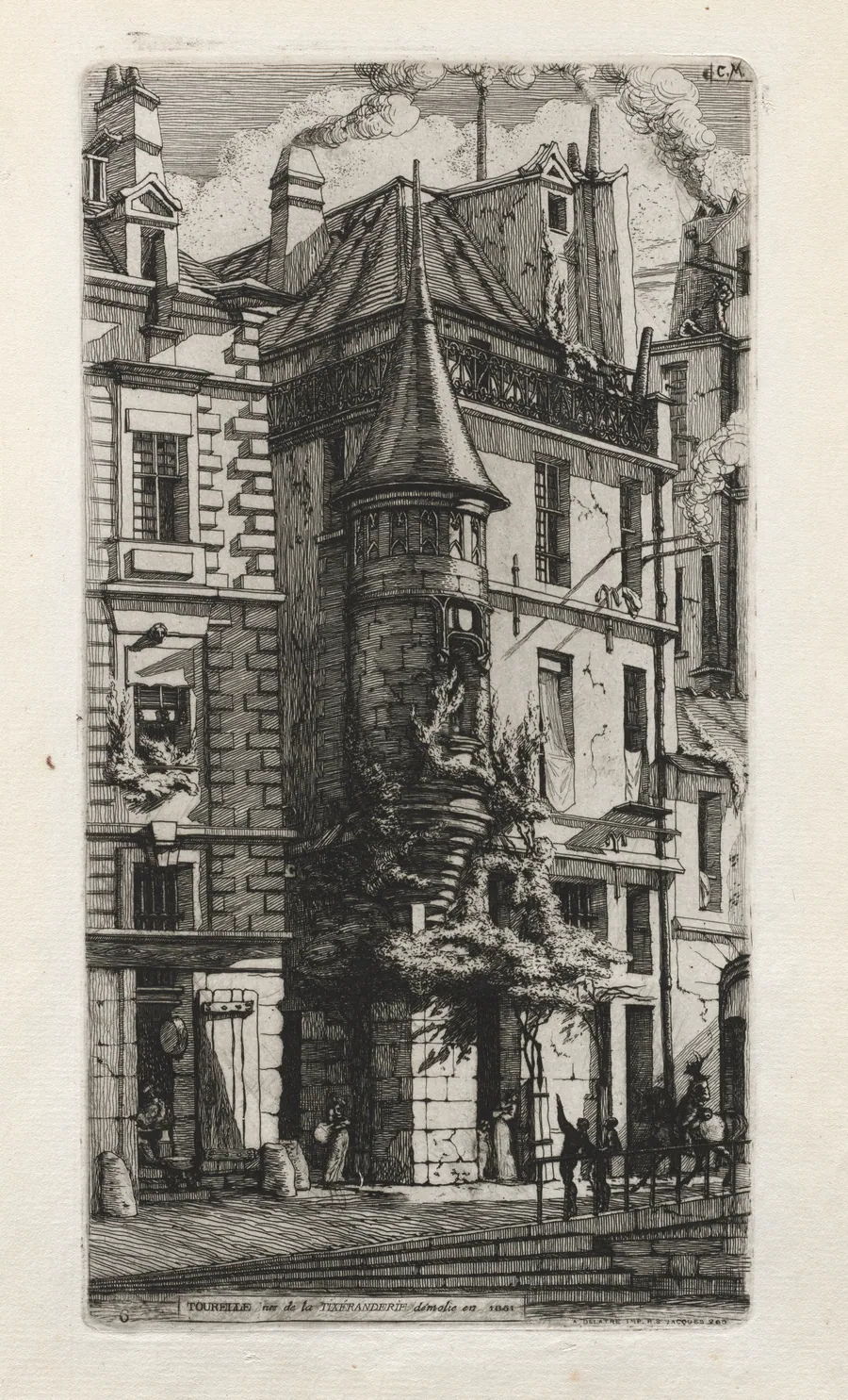 House with a Turret, rue de la Tixéranderie, Paris by Charles Meryon