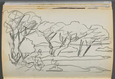 Sketchbook- The Granite Shore Hotel, Rockport, page 122: Trees