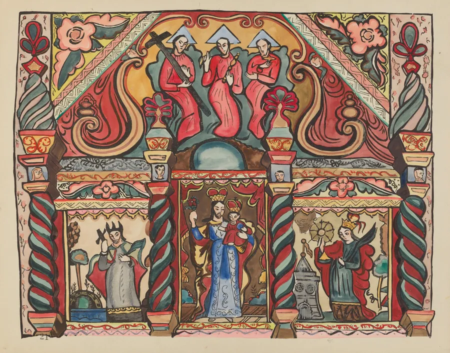 Plate 21: Main Altarpiece: From Portfolio "Spanish Colonial Designs of New Mexico" by American 20th Century