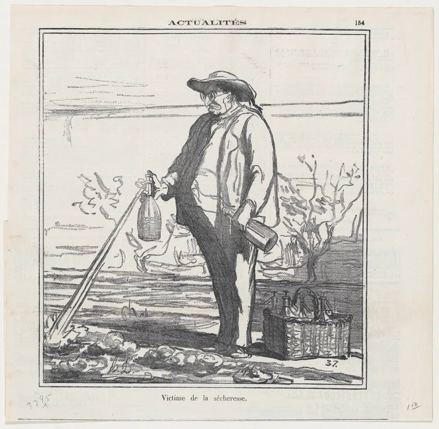 Victim of the drought, from 'News of the day,' published in Le Charivari, July 16, 1870 by Honoré Daumier