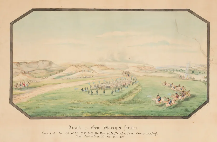 Attack on General Marcy's Train by Hermann Stieffel, born Wiesbaden, Germany 1826-died Washington, DC 1886
